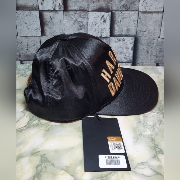 NWT Limited Edition Satin Harley-Davidson SnapBack Flat Brim Bill Hat - Picture 3 of 6
